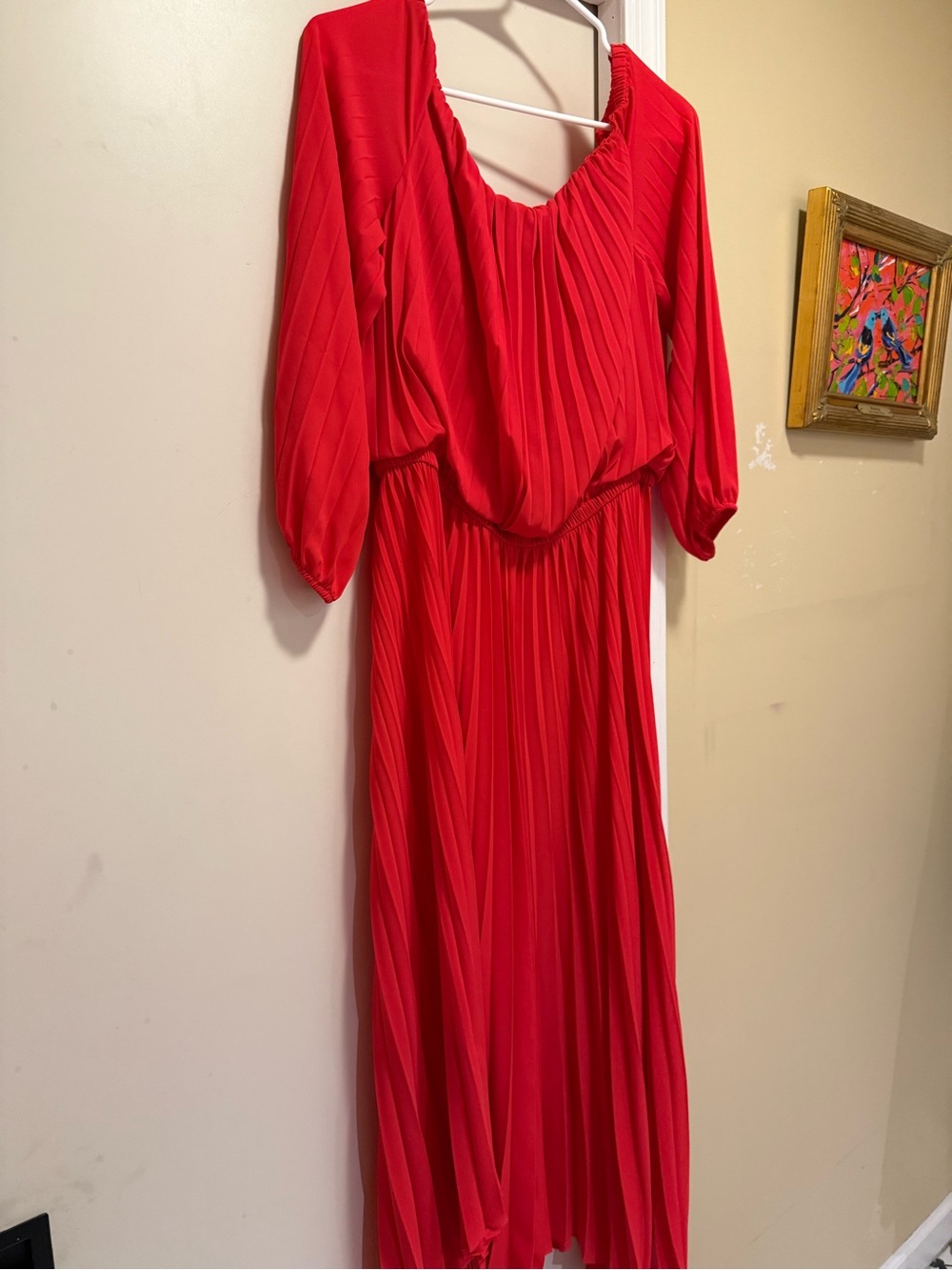 INC International Concepts Vibrant Red Pleated Maxi Dress